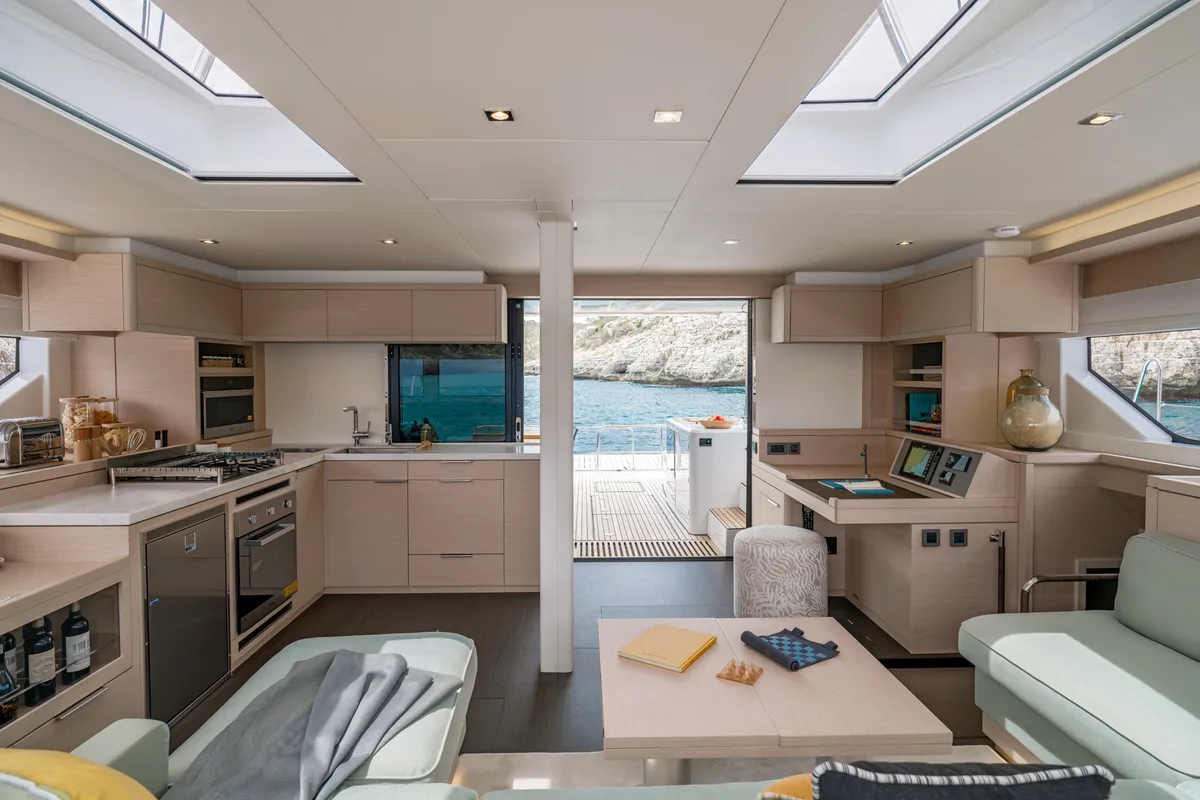 Salon of SAILUXE - Magnifico, a Lagoon 55 catamaran at Olbia, Italy