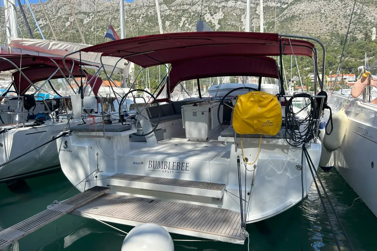 Exterior view of Bumblebee, a Beneteau Oceanis 46.1 sailboat at Split, Croatia