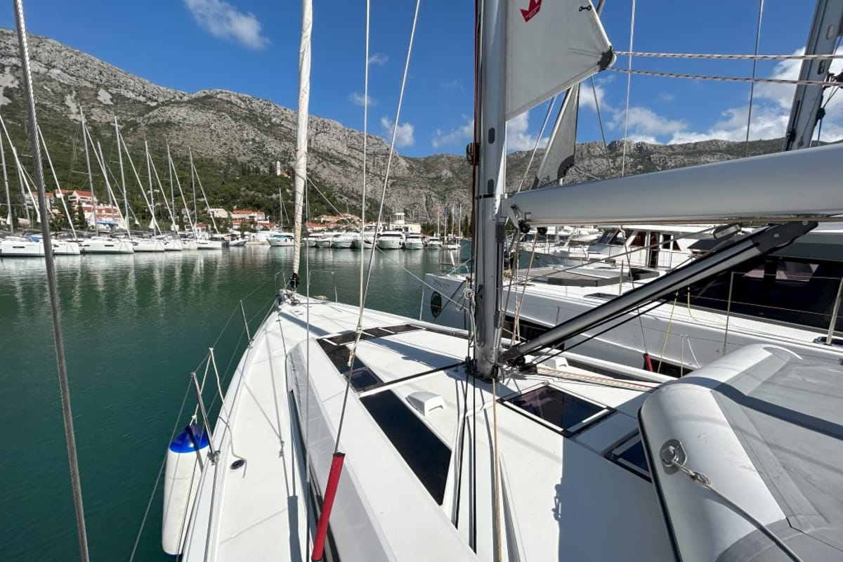 Exterior view of Bumblebee, a Beneteau Oceanis 46.1 sailboat at Split, Croatia