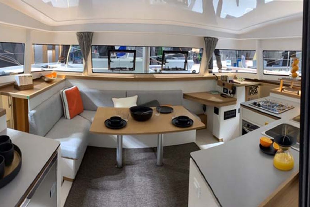Salon of Alia, a Excess 11 catamaran at Municipal Unit of Rhodes, Greece