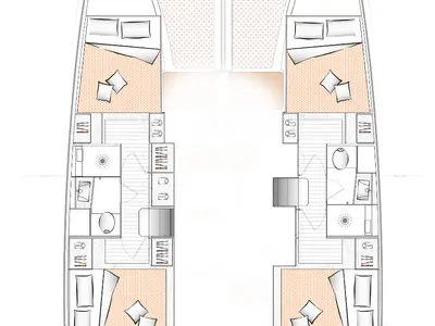 Floor plan of Alia, a Excess 11 catamaran at Municipal Unit of Rhodes, Greece