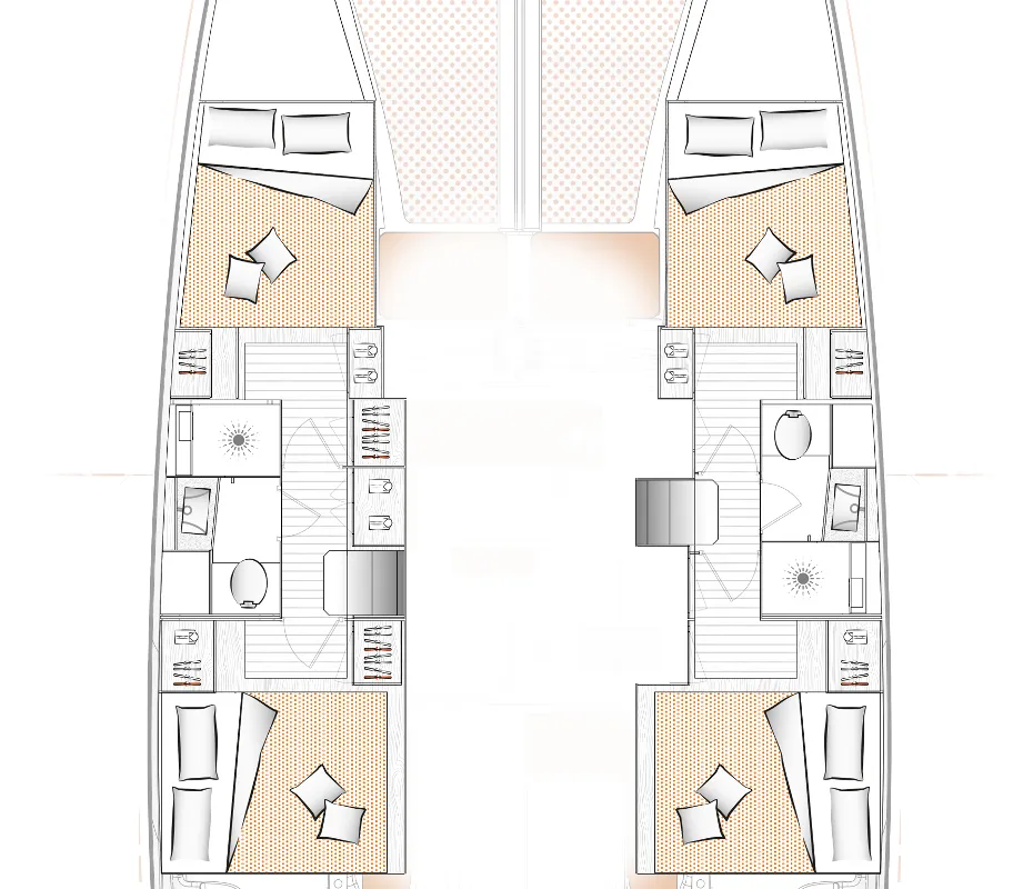 Floor plan of Alia, a Excess 11 catamaran at Municipal Unit of Rhodes, Greece