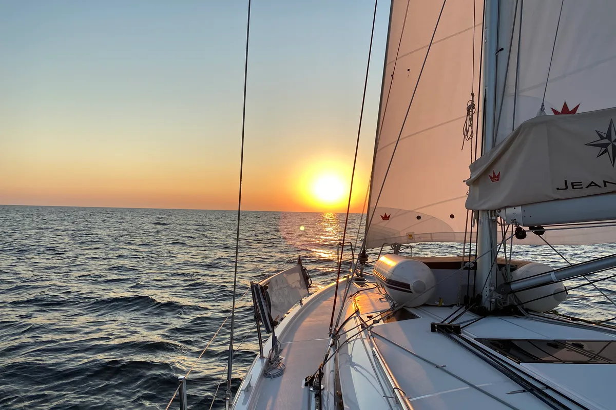 Deck of Thalaia, a Jeanneau Sun Odyssey 440 sailboat at Grad Pula, Croatia