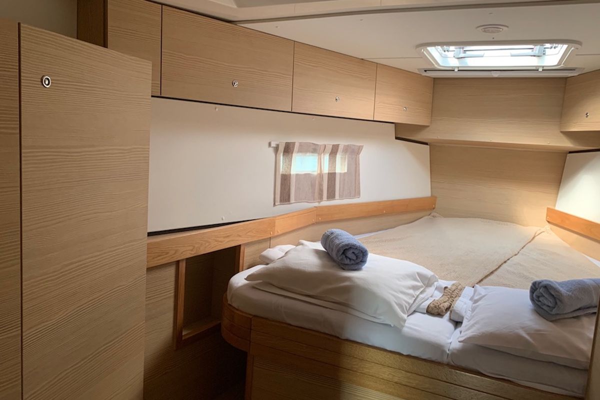 Cabin on Rosso, a D&D Kufner 50 sailboat at Seget Donji, Croatia