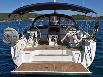Cockpit of Rosso, a D&D Kufner 50 sailboat at Seget Donji, Croatia
