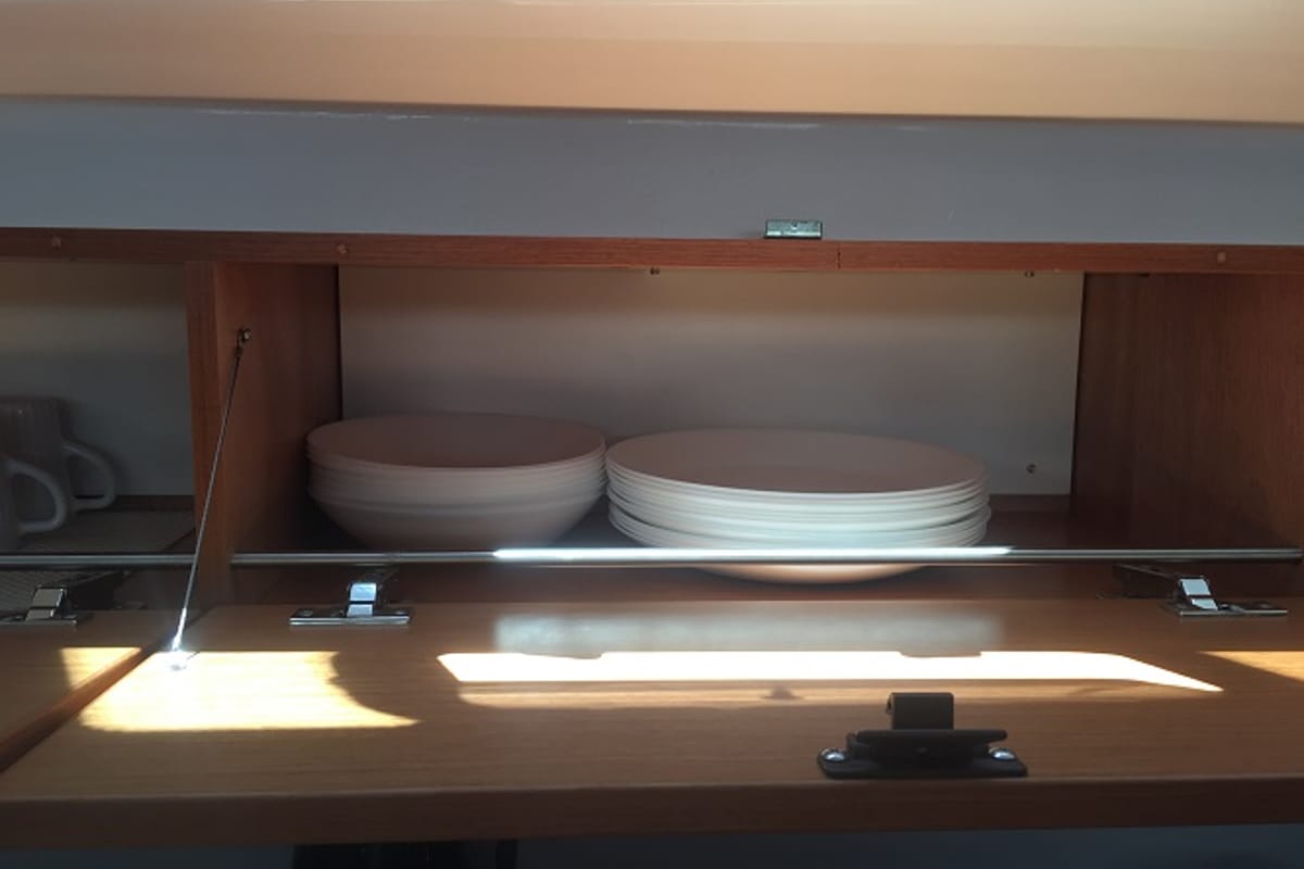 Galley of Santiago, a Bavaria Cruiser 46 sailboat at Fethiye, Turkey