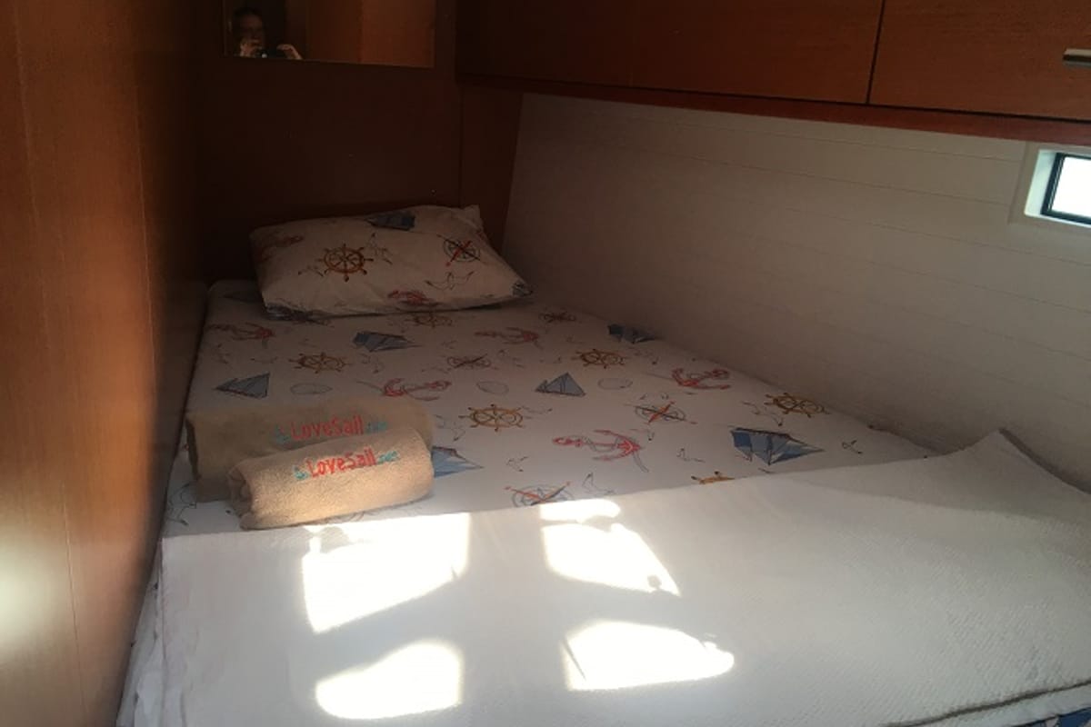 Cabin on Santiago, a Bavaria Cruiser 46 sailboat at Fethiye, Turkey