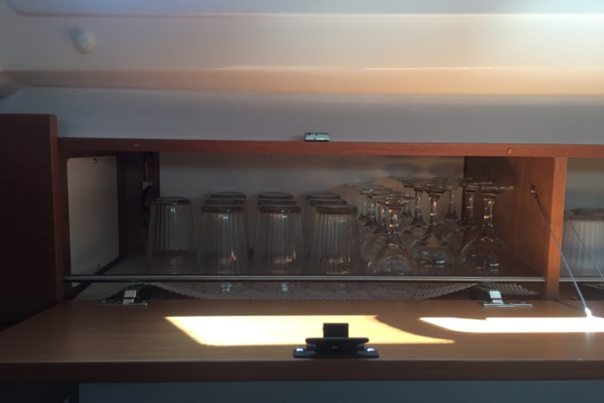 Galley of Santiago, a Bavaria Cruiser 46 sailboat at Fethiye, Turkey