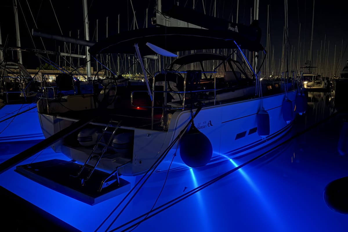 Exterior view of Amethyst, a Hanse Yachts Hanse 575 sailboat at Općina Sukošan, Croatia