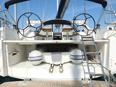 Cockpit of Amethyst, a Hanse Yachts Hanse 575 sailboat at Općina Sukošan, Croatia