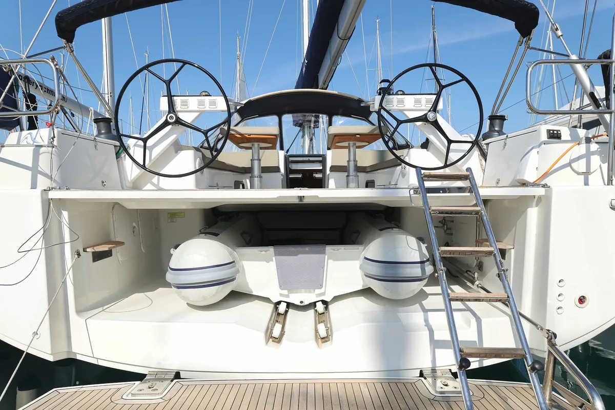 Cockpit of Amethyst, a Hanse Yachts Hanse 575 sailboat at Općina Sukošan, Croatia