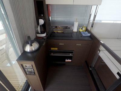 Galley of Brigadoon, a Jeanneau Prestige 420 Fly yacht at Grad Šibenik, Croatia