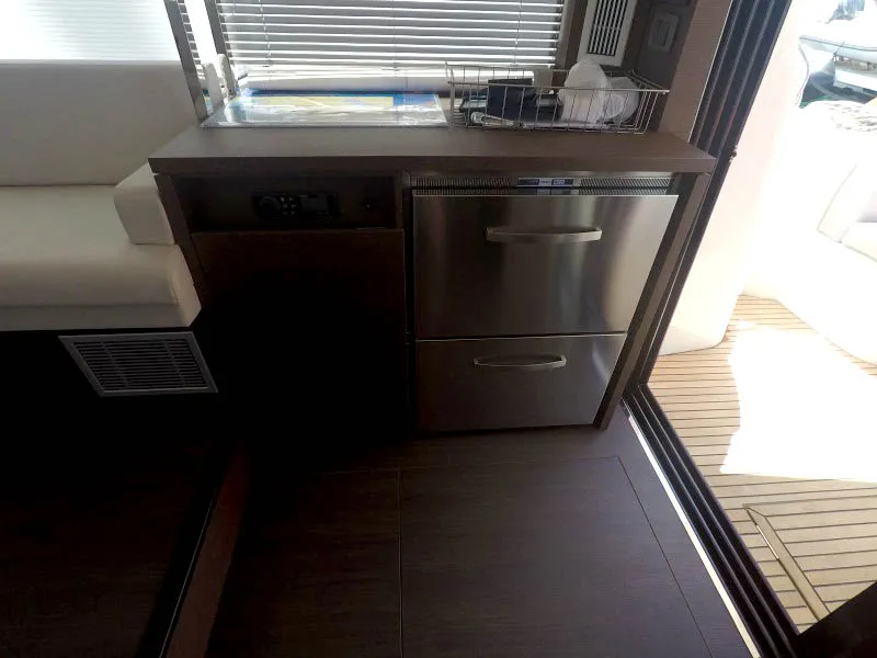 Galley of Brigadoon, a Jeanneau Prestige 420 Fly yacht at Grad Šibenik, Croatia