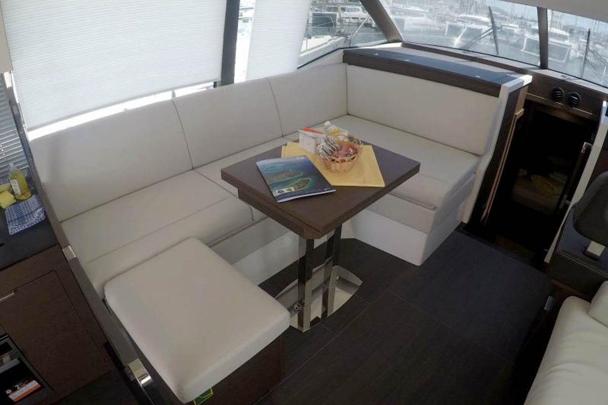Salon of Brigadoon, a Jeanneau Prestige 420 Fly yacht at Grad Šibenik, Croatia