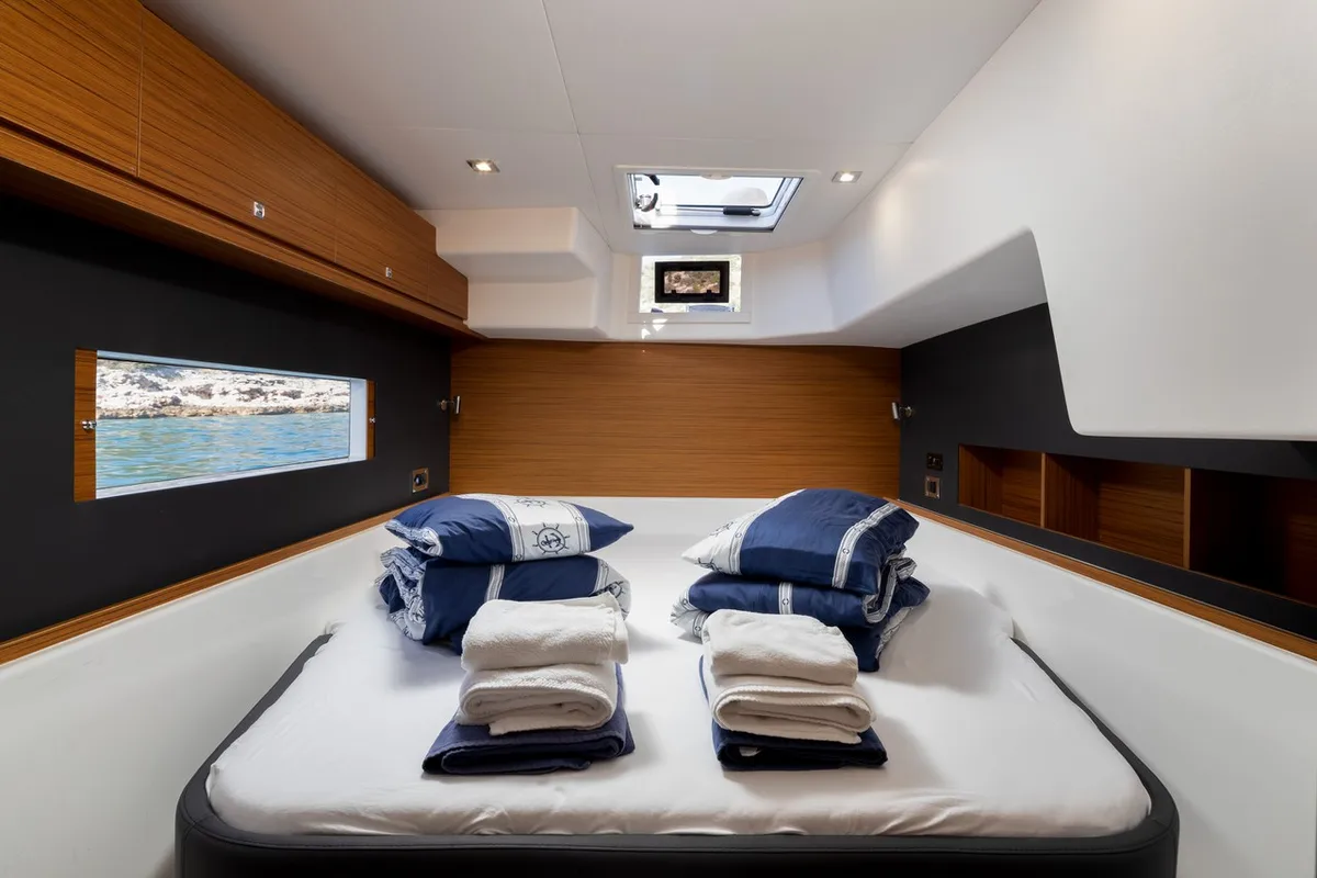 Cabin on Pando, a Dufour 48 Catamaran catamaran at Primošten, Croatia