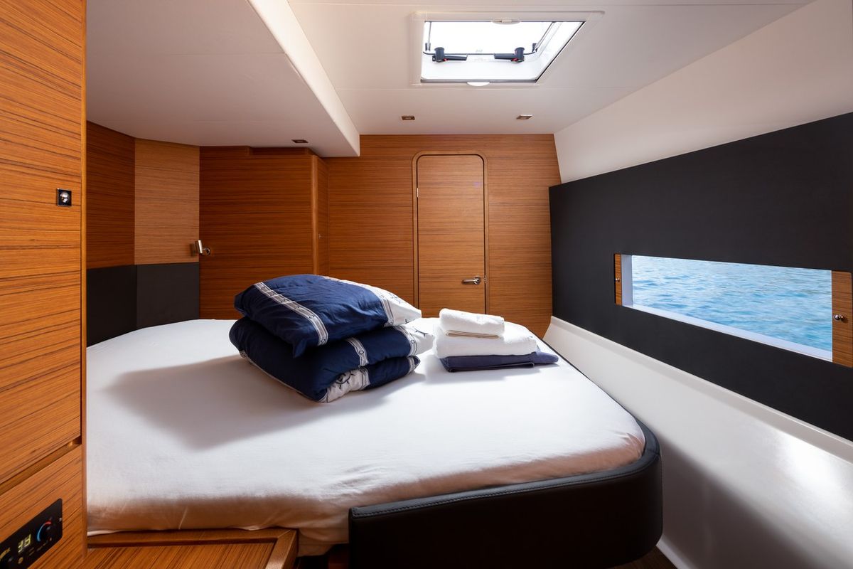 Cabin on Pando, a Dufour 48 Catamaran catamaran at Primošten, Croatia