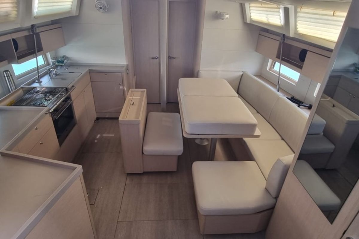 Salon of Sceptrum, a Beneteau Oceanis 46.1 sailboat at Salerno, Italy