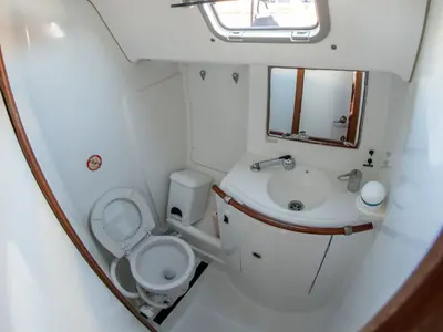 Head on Ekaterini, a Beneteau Oceanis 411 sailboat at Volos Municipality, Greece