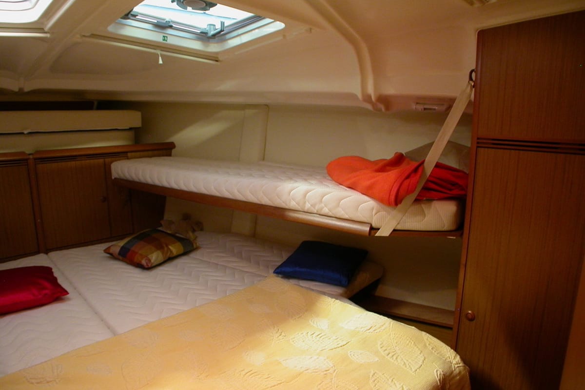 Cabin on Sea Dream, a Jeanneau Sun Odyssey 45 sailboat at Općina Sukošan, Croatia