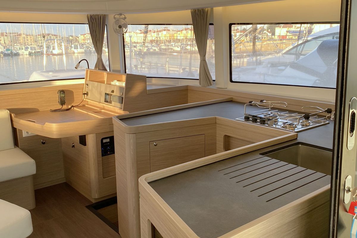 Galley of Dream of Liberty, a Lagoon 42 catamaran at Grad Biograd na Moru, Croatia