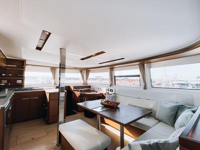 Salon of Sea Energy I, a Lagoon 46 catamaran at Athens, Greece