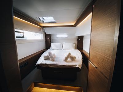 Cabin on Sea Energy I, a Lagoon 46 catamaran at Athens, Greece