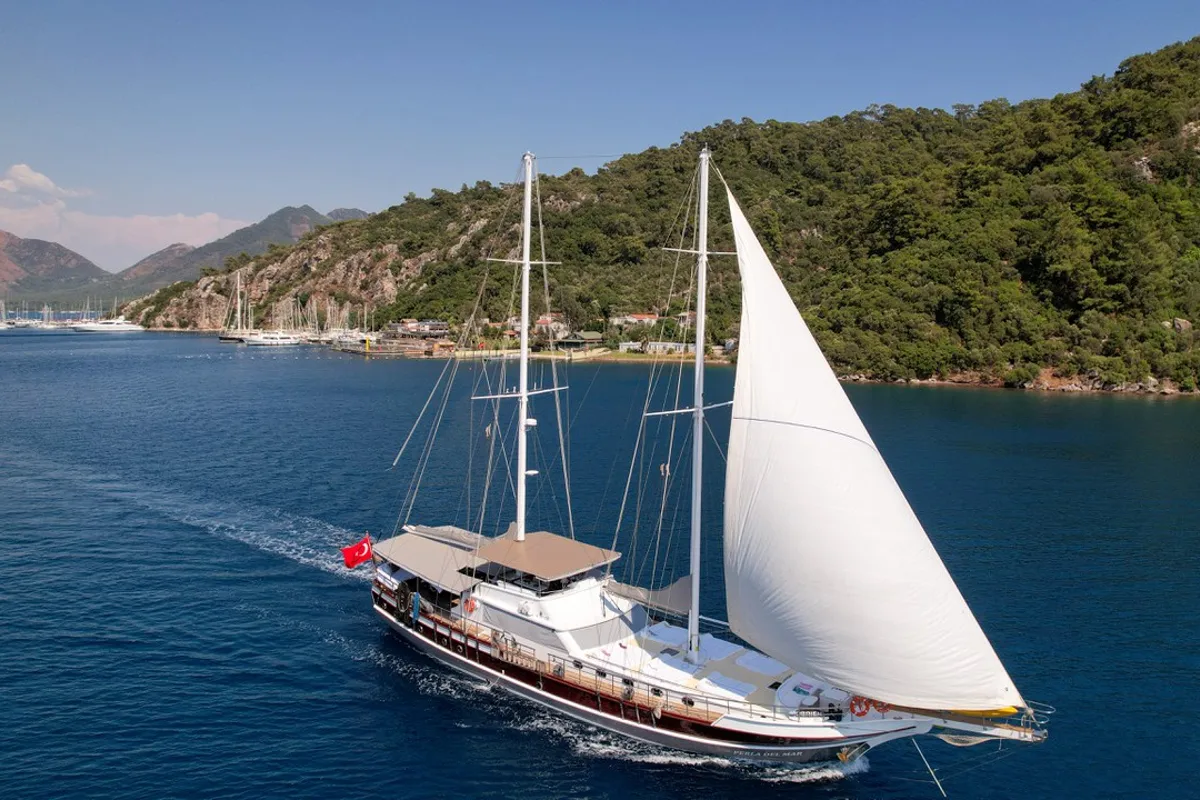 Exterior view of Perla Del Mar, a Unknown M/S Perla Del Mar yacht at Marmaris, Turkey