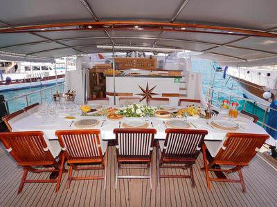 Deck of Perla Del Mar, a Unknown M/S Perla Del Mar yacht at Marmaris, Turkey