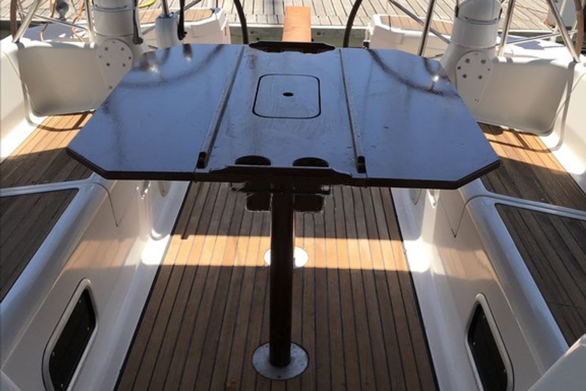 Cockpit of Classic, a Elan 45 sailboat at Municipal Unit of Ellomenos, Greece