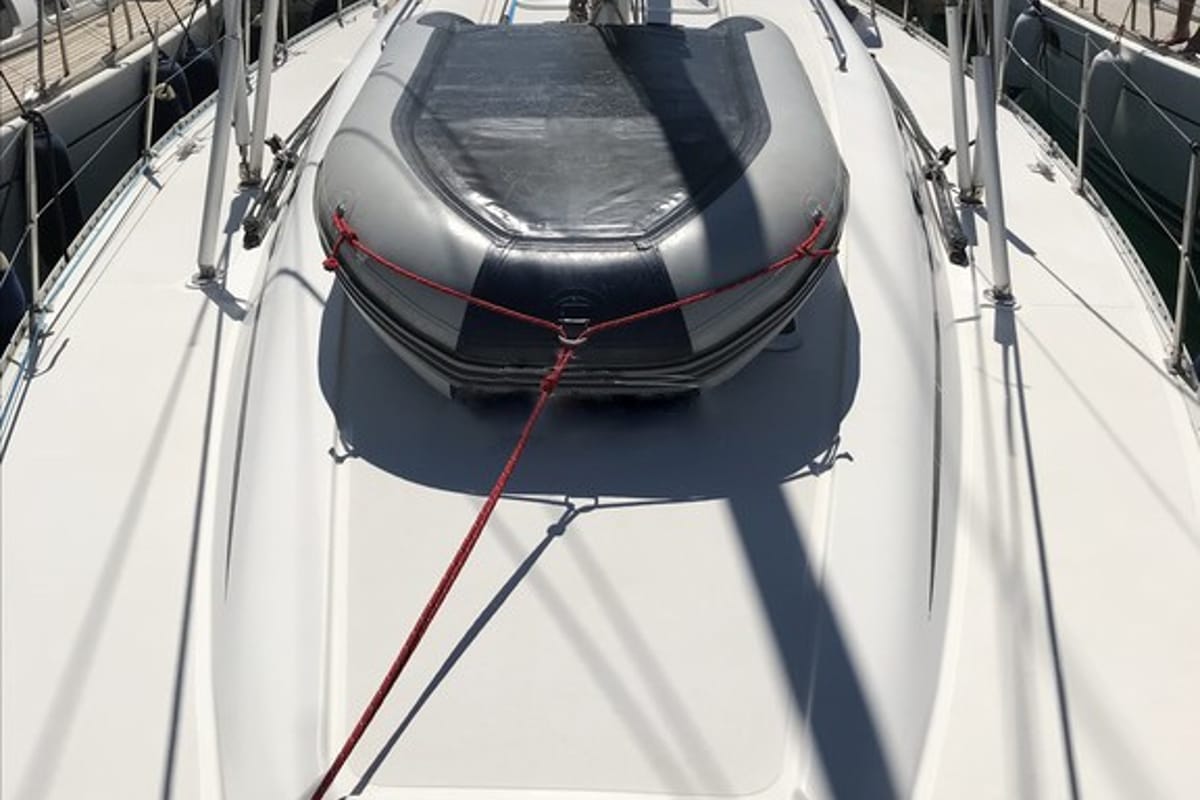 Deck of Classic, a Elan 45 sailboat at Municipal Unit of Ellomenos, Greece