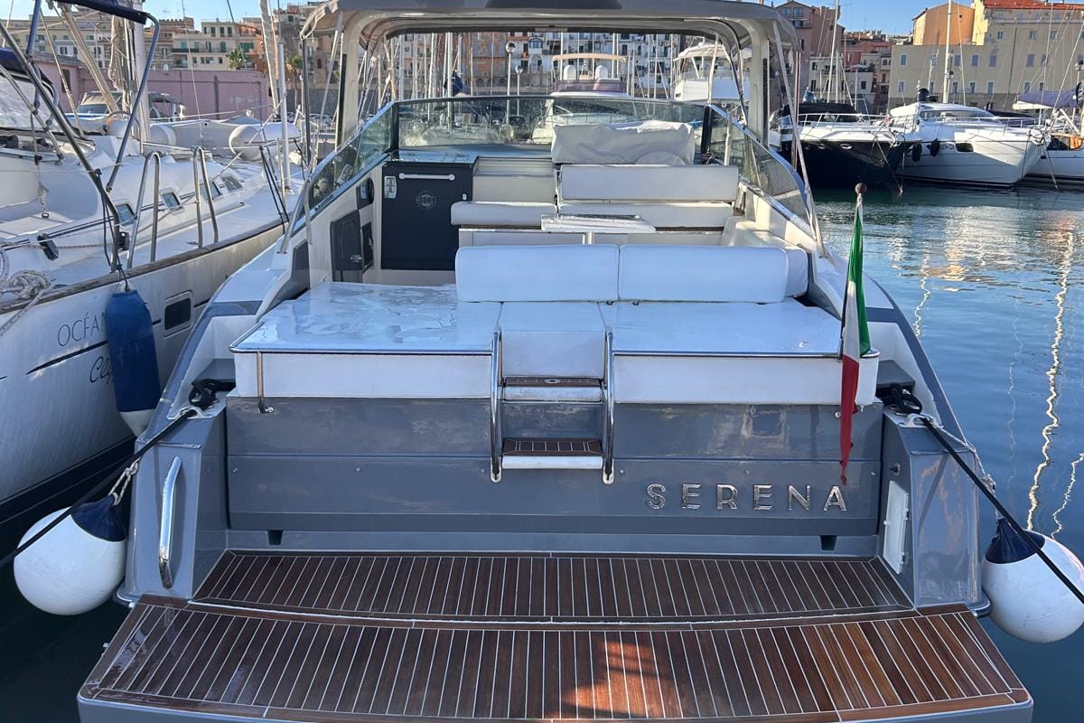 Exterior view of Serena, a Gulet Conam Synthesi 40 Special motorboat at Nettuno, Italy