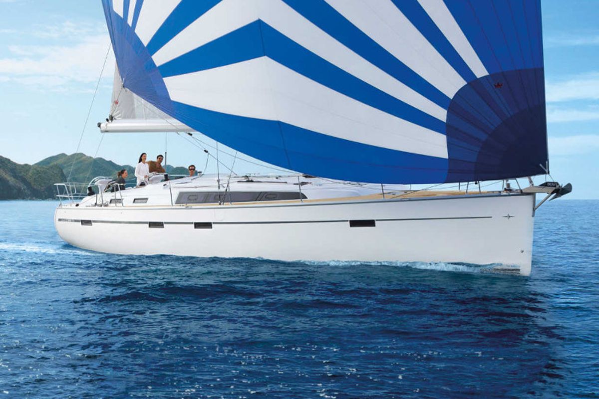 Exterior view of Alma Libre III, a Bavaria Cruiser 51 sailboat at Municipal Unit of Lefkada, Greece