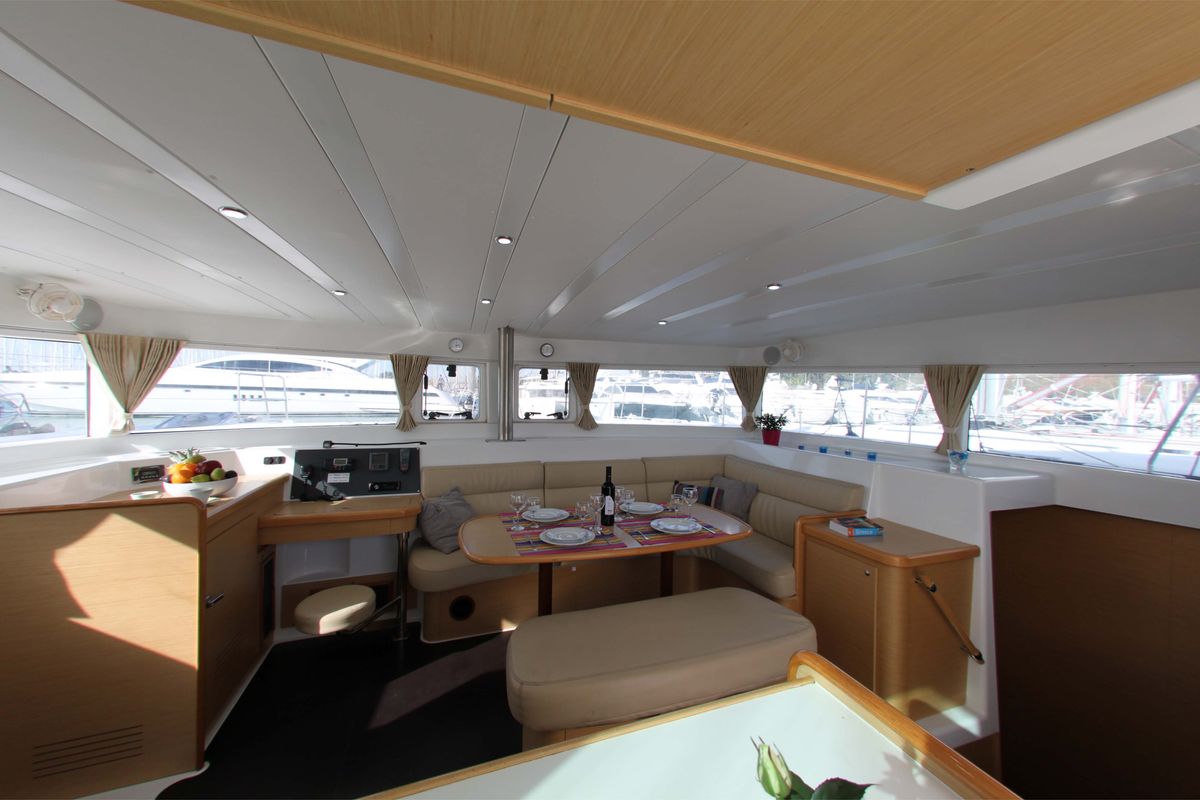 Salon of Fantasy, a Lagoon 420 catamaran at Athens, Greece