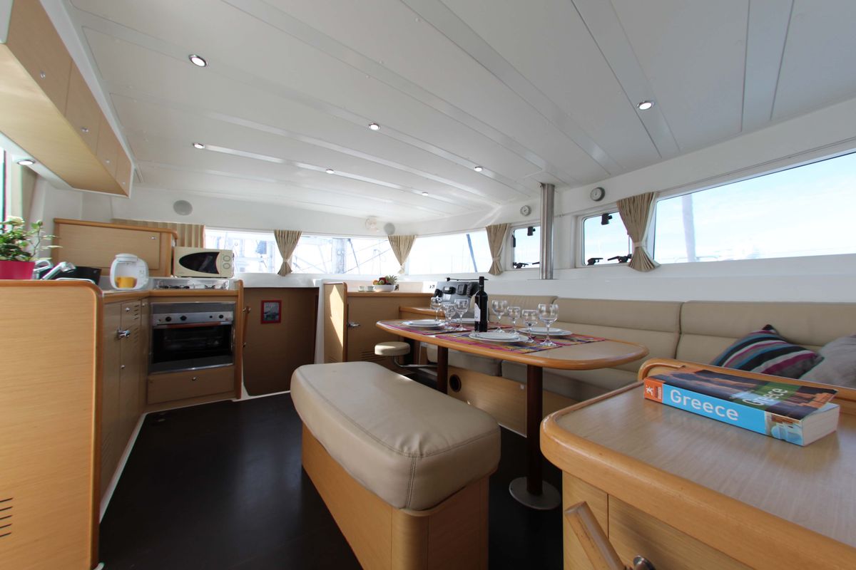 Salon of Fantasy, a Lagoon 420 catamaran at Athens, Greece