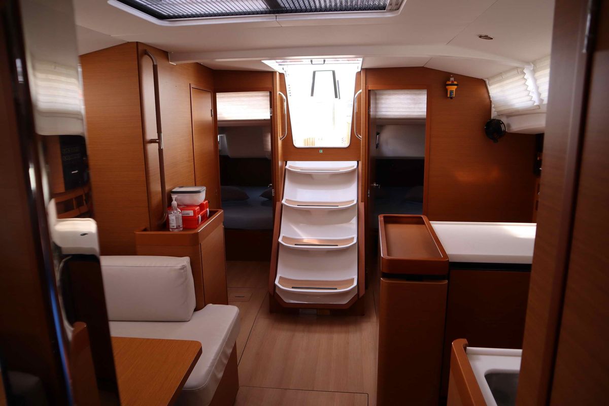 Salon of Diamond, a Jeanneau Sun Odyssey 440 sailboat at Athens, Greece