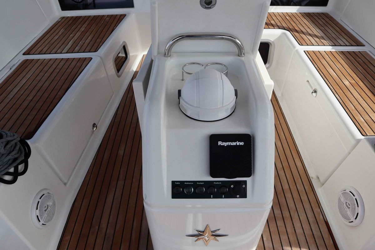 Cockpit of Diamond, a Jeanneau Sun Odyssey 440 sailboat at Athens, Greece