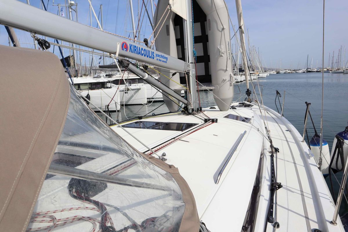 Exterior view of Diamond, a Jeanneau Sun Odyssey 440 sailboat at Athens, Greece