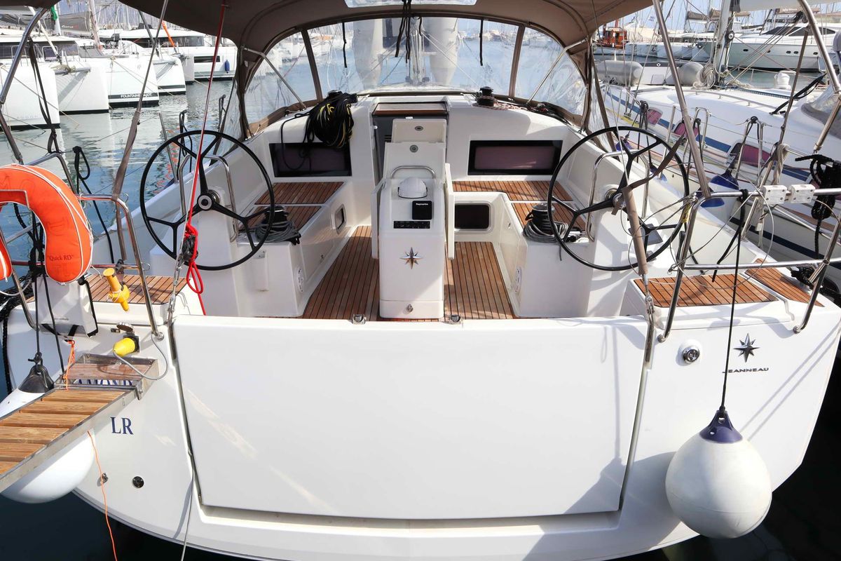 Exterior view of Diamond, a Jeanneau Sun Odyssey 440 sailboat at Athens, Greece