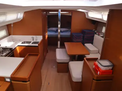 Salon of Diamond, a Jeanneau Sun Odyssey 440 sailboat at Athens, Greece