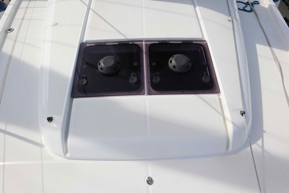 Deck of Diamond, a Jeanneau Sun Odyssey 440 sailboat at Athens, Greece