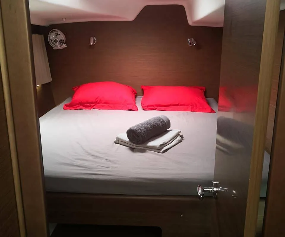 Cabin on Arcane, a Lagoon 380 catamaran at Pointe-à-Pitre, France
