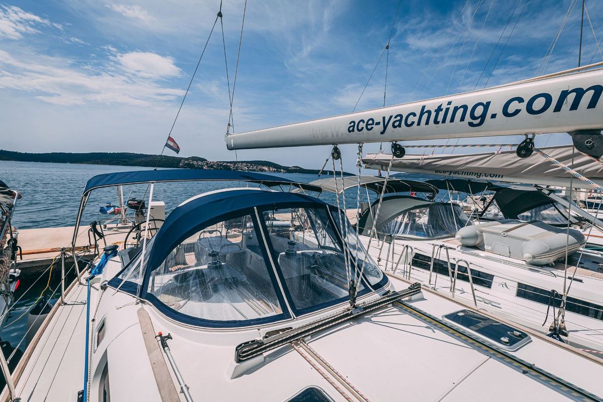 Exterior view of Ana B., a Jeanneau Sun Odyssey 49i sailboat at Seget Donji, Croatia