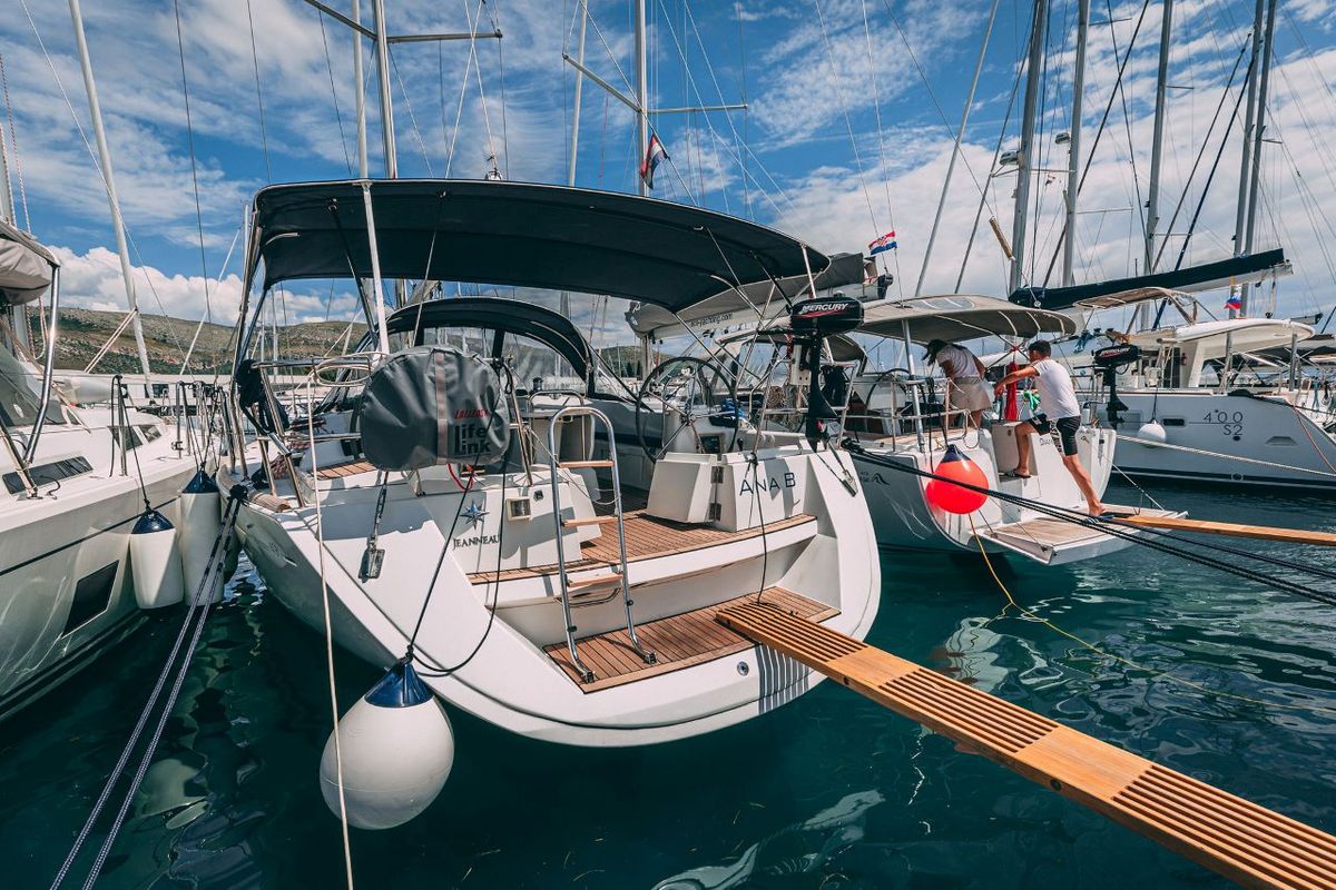 Exterior view of Ana B., a Jeanneau Sun Odyssey 49i sailboat at Seget Donji, Croatia