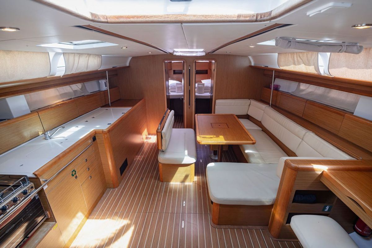 Salon of Ana B., a Jeanneau Sun Odyssey 49i sailboat at Seget Donji, Croatia