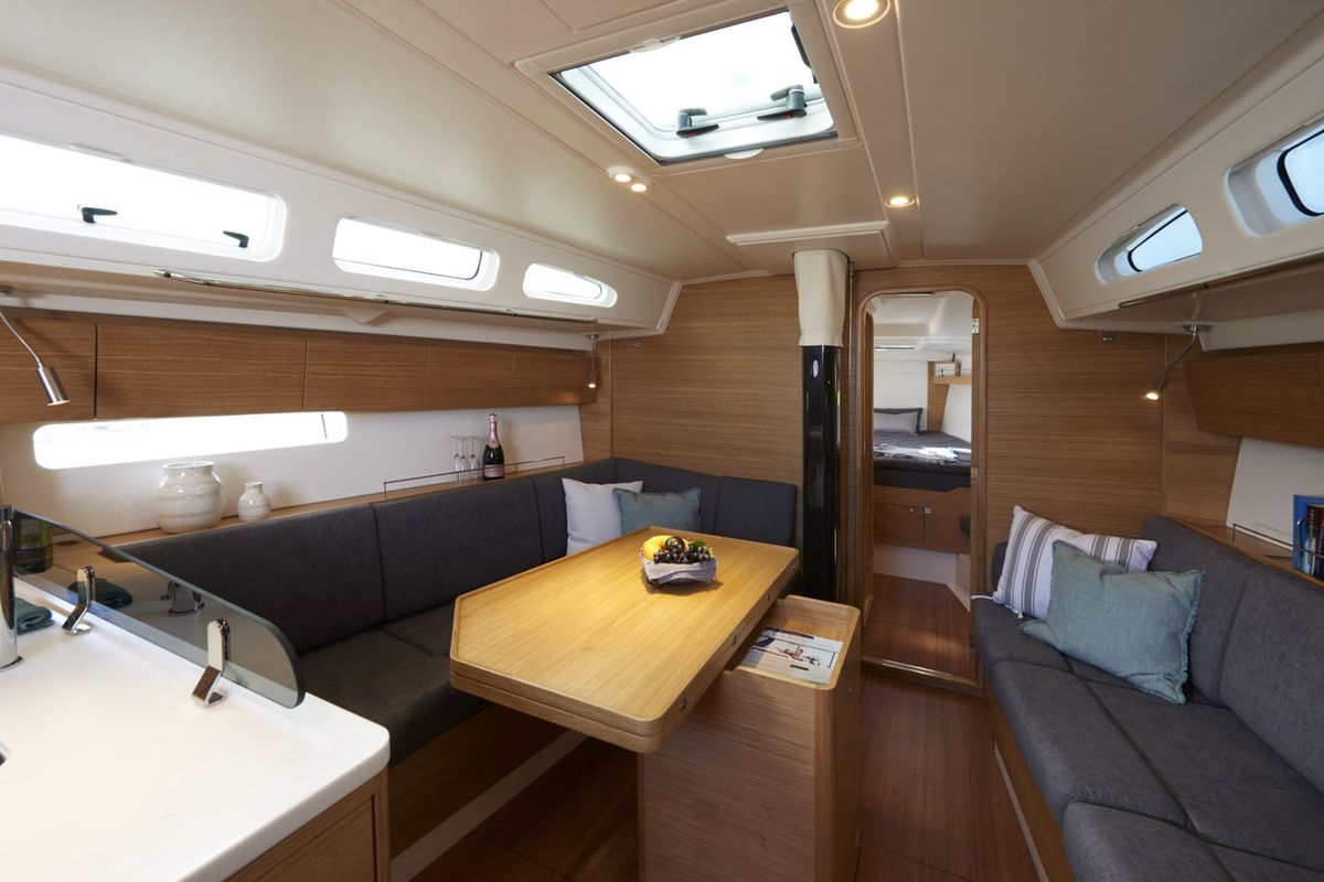 Salon of Gazelle, a X-Yachts Xp 44 sailboat at Lavreotiki Municipal Unit, Greece