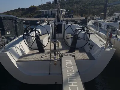 Cockpit of Gazelle, a X-Yachts Xp 44 sailboat at Lavreotiki Municipal Unit, Greece