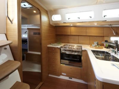 Galley of Gazelle, a X-Yachts Xp 44 sailboat at Lavreotiki Municipal Unit, Greece