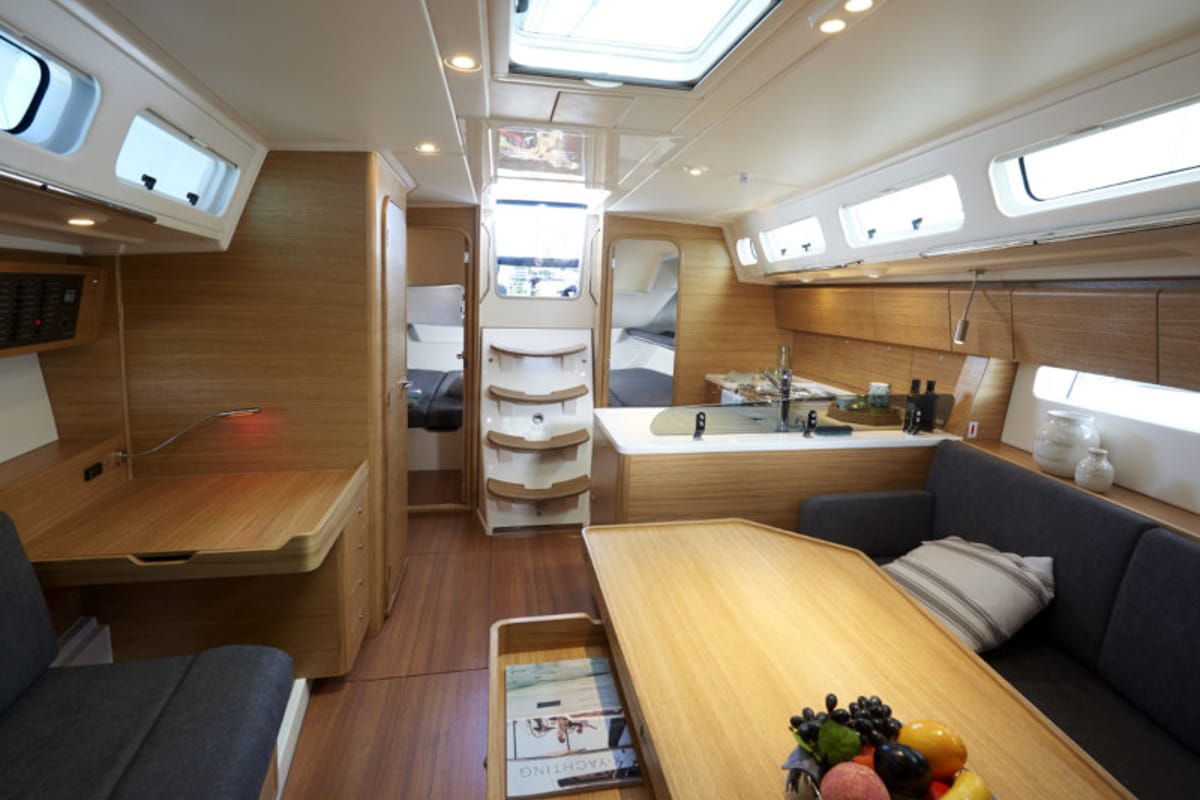 Salon of Gazelle, a X-Yachts Xp 44 sailboat at Lavreotiki Municipal Unit, Greece