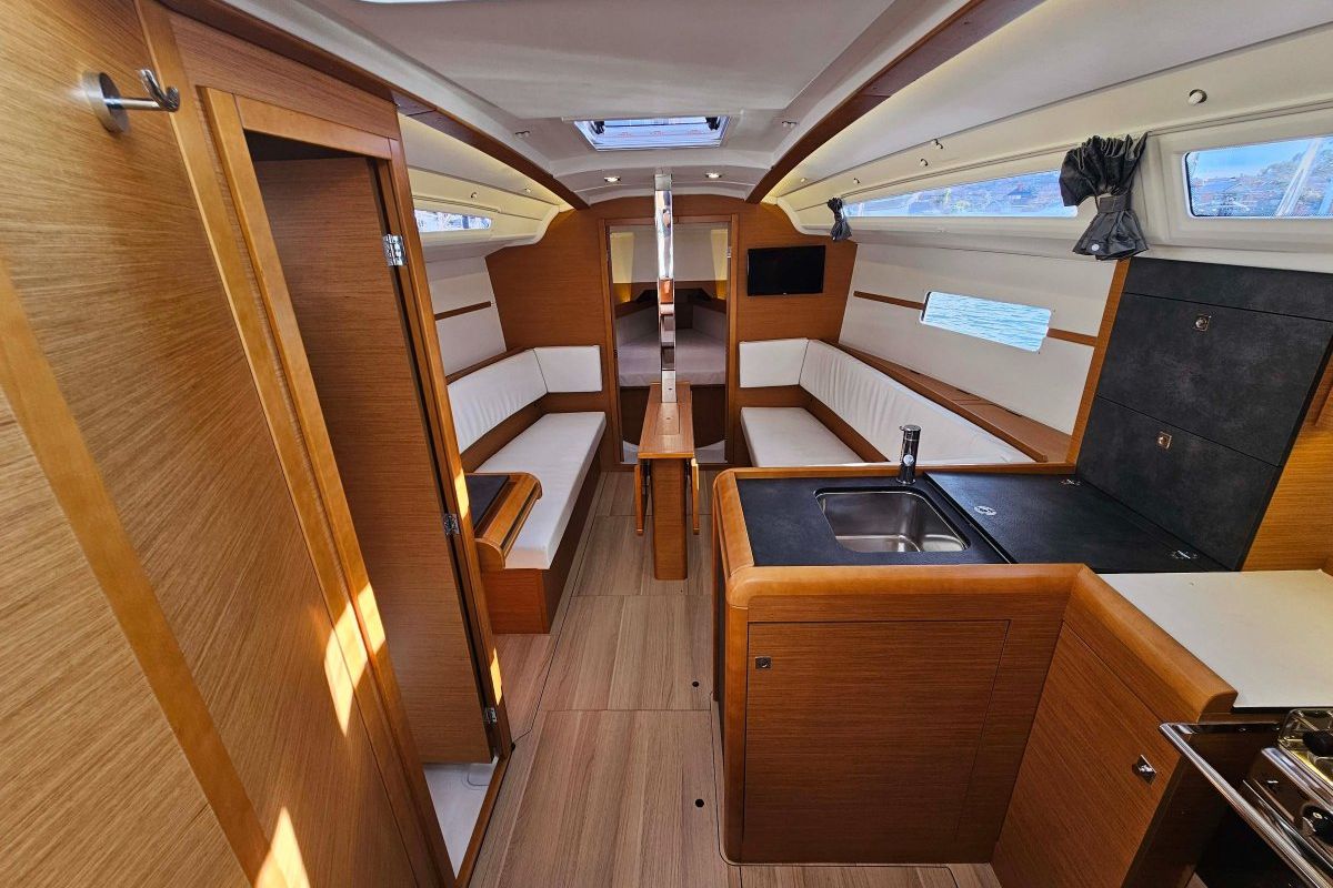 Salon of DNA, a Jeanneau Sun Odyssey 349 sailboat at Preveza, Greece