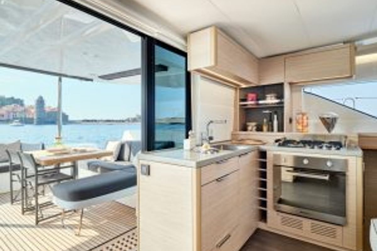 Galley of Corali, a Lagoon 51 catamaran at Athens, Greece